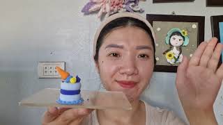 Hướng dẫn là bánh sinh nhật màu tím bằng đất sét tự khô