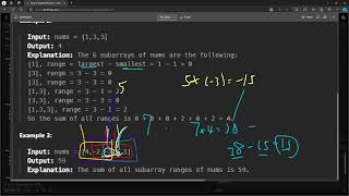 YouTube video '#LeetCode 2104 | Sum of Subarray Ranges #Java'