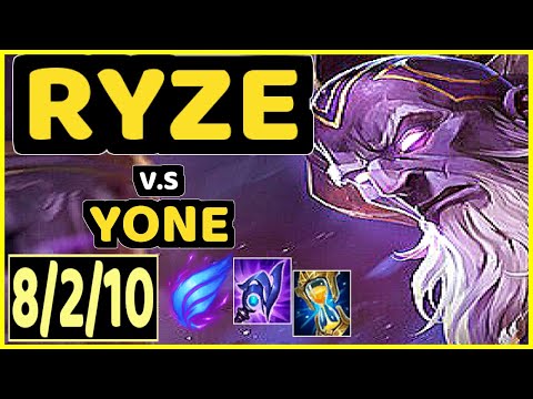 RYZE vs YONE - 8/2/10 KDA MID GAMEPLAY - EUW Ranked GRANDMASTER