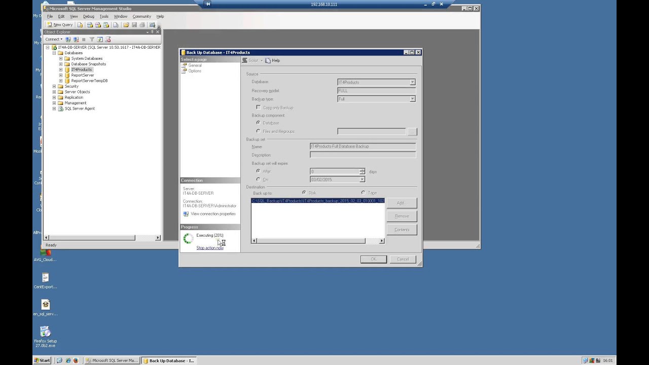 Database Backup MS SQL Server 2008 R2