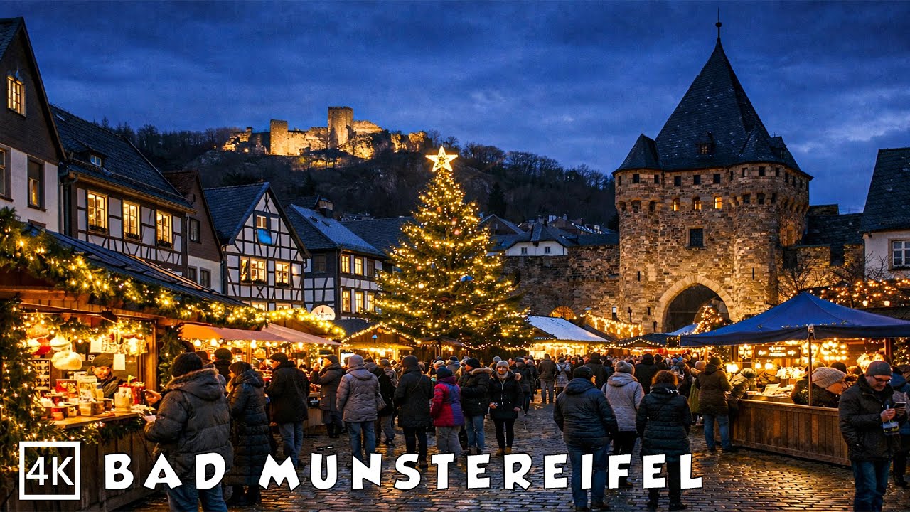 Bad Münstereifel at Christmas🎄Cozy Evening Walk Through Old Town ✨🎄4K