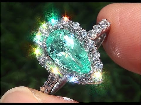 GIA Certified VVS Natural Copper & Manganese Paraiba Tourmaline Diamond 14k White Gold Ring - C818