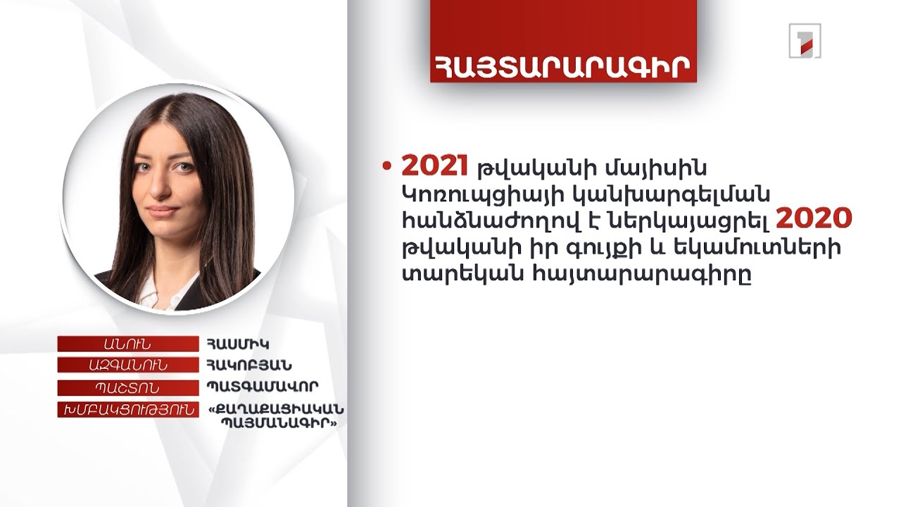 Բնակարան, ավտոմեքենա, 4 մլն 950 հազար դրամ. պատգամավոր Հասմիկ Հակոբյանի ունեցվածքը