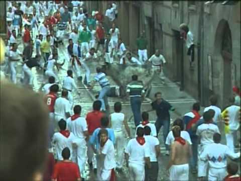 July 13 2003 encierro with Miura bulls in Pamplona