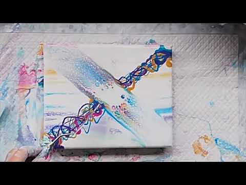 #59 Rainbow swipe, "Little Gems", #acrylicpour #fluidart #sheleeart #lisamarvin style