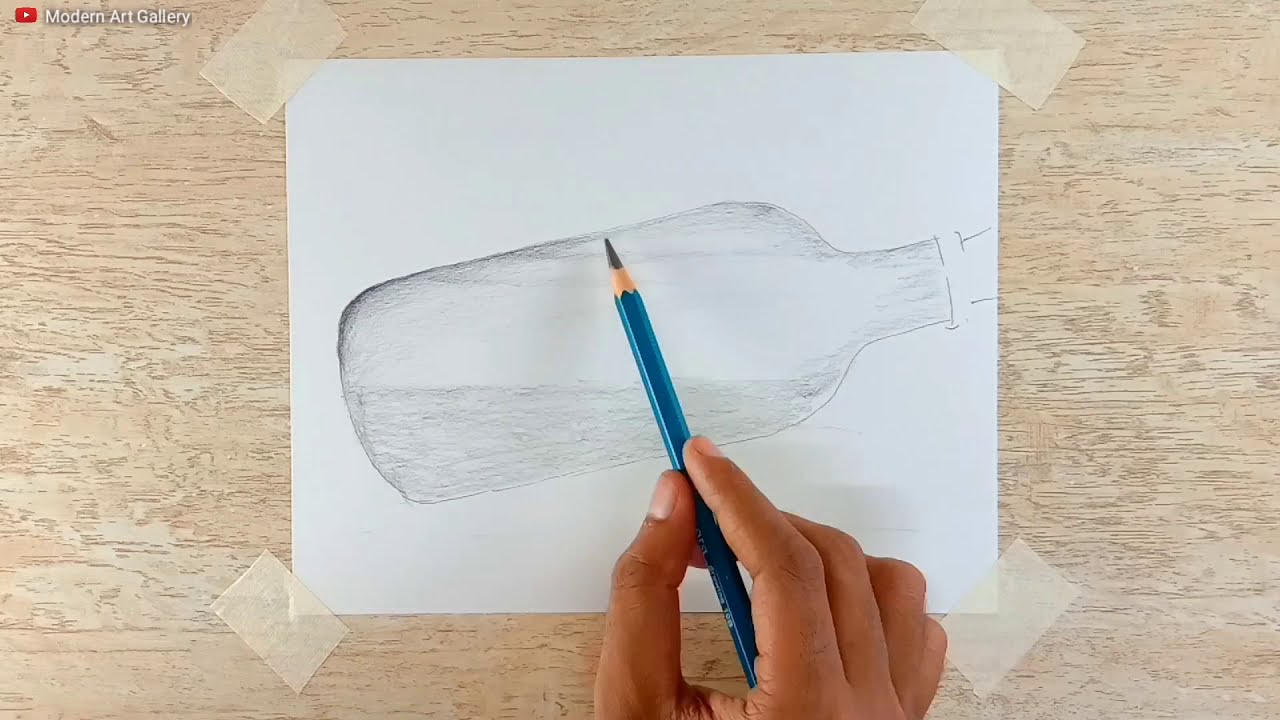 drawing scenary in a bottle by modern art gallery