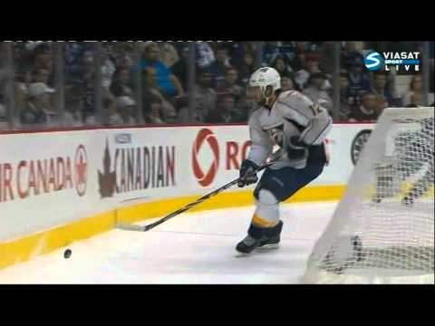 Jannik Hansen hits Mike Fisher (Predators & Canucks) NHL May 7, 2011