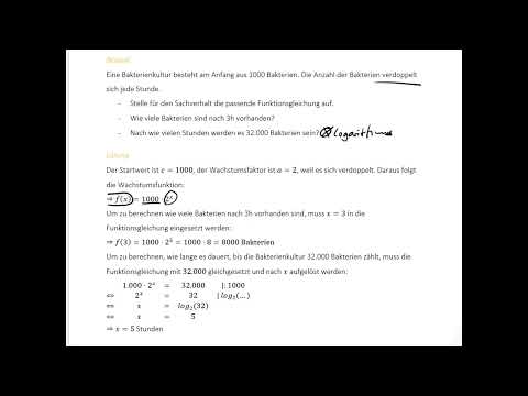 Exponentielles Wachstum: Textaufgabe Bakterien
