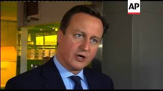 UK PM Cameron arrives for talks with Sarkozy, Cameron sot