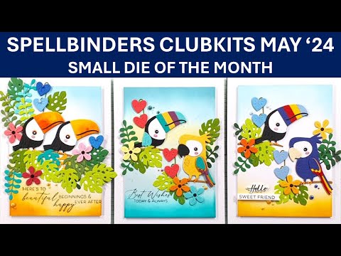 Spellbinders Clubkits May 2024 - Small Die, Tropical Friends | Clear Stamp & Die | Embossing Folder