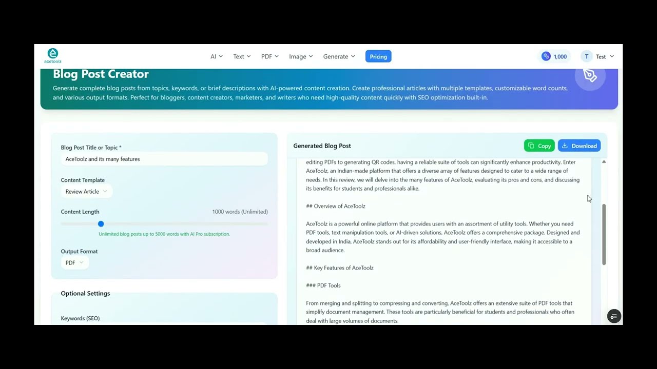 AI Blog Post Creator