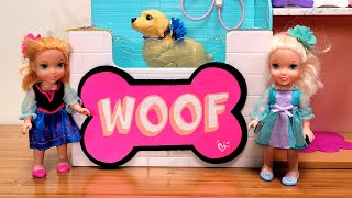 Pet Spa ! Elsa & Anna toddlers - grooming salon - Barbie dolls