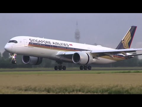 Singapore airlines A350 landing and take-off | Amsterdam airport Schiphol