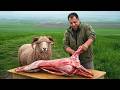 Cooking Meat On A Gyroscope Grill In Wilderness No Gravity No Kitchen