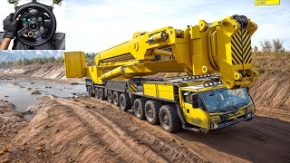 Hercules 1600 - Giant Crane Driving Through a Deep Muddy Road | SnowRunner | Logitech G29 Gameplay