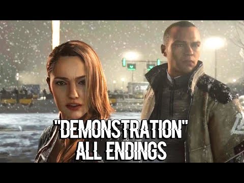 DETROIT BECOME HUMAN - All Endings of Markus' Demonstration | Sing, Kiss, Surrender, Nuclear Bomb