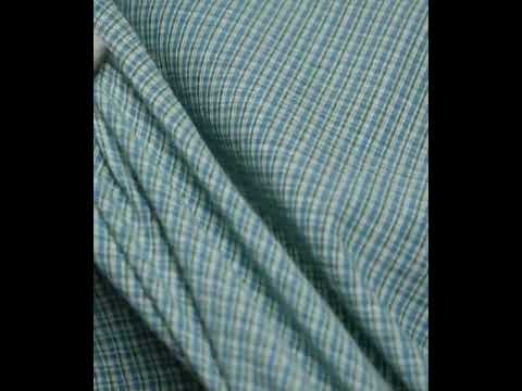 Check Sky Green & White Pure Cotton 100 GSM Handwoven Fabric — video