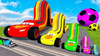 Big & Small Long Lamborghini McQueen VS Train | BeamNG.drive
