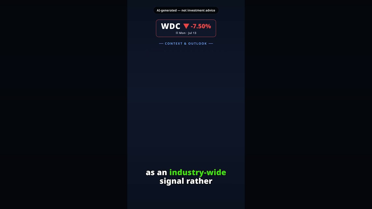 Why Is Western Digital Stock Sinking Today? WDC -7.50% (Jul 13) — SK Hynix Weak Outlook