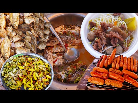 Less than $1 street food lunch for shoe factory workers, Cambodian street food 2022