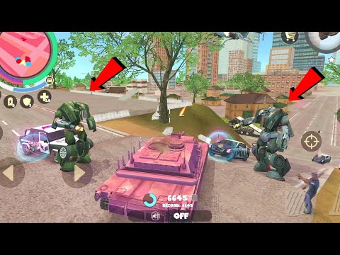 Rope Hero: Vice Town (Ping Tank Fight Green Car Robot)Army Tank Kill Robot Car - Android Gameplay HD