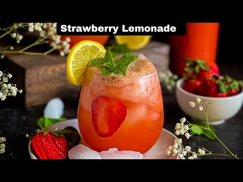 How to make Strawberry Lemonade | Quick and easy Pink Lemonade Recipe | Refined Sugar free