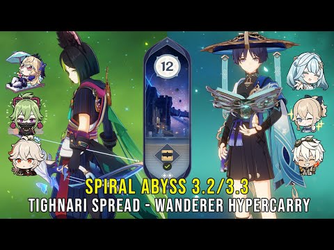 C0 Tighnari Spread and C0 Wanderer Hypercarry - Genshin Impact Abyss 3.2/3.3 - Floor 12 9 Stars
