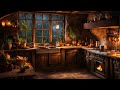 Cozy Kitchen Ambience Cooking Sounds With Rain Thunderstorm And Fireplace Sounds