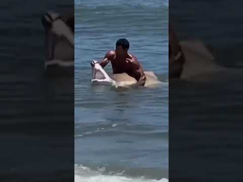 RAW VIDEO:  Swimmer captures shark off Delaware coast