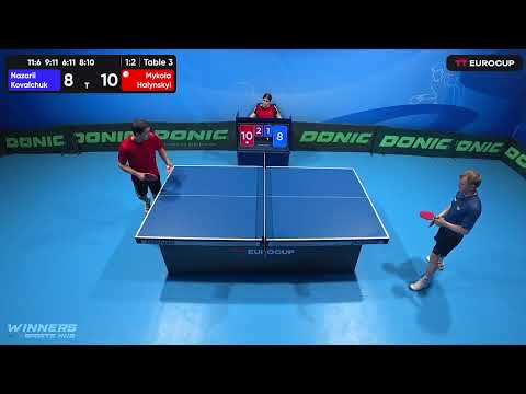 19:40 Nazarii Kovalchuk 1 - 3 Mykola Halynskyi 22.05.2023 TT Euro.Cup Women Ukraine Master. Table 3