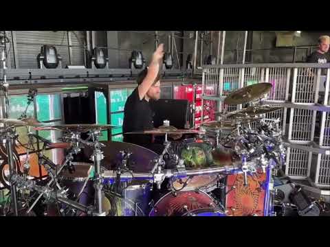 Jay Weinberg  (Drum Tech Justin Nace soundchecking) Knotfest Oct 7th 2022