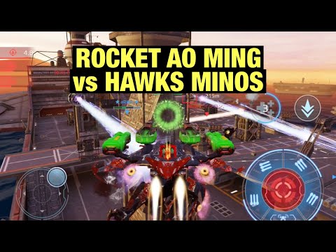 Maxed Rocket Ao Ming Carrier Gameplay vs Maxed Hawks Minos Nodens Arthur | War Robots