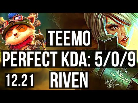 TEEMO vs RIVEN (TOP) | 5/0/9, 900+ games, 900K mastery | KR Master | 12.21