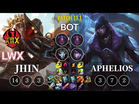 FPX Lwx Jhin vs Aphelios Bot - KR Patch 11.1