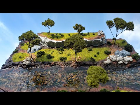 Tutorial model scenery Diorama Summer River Landscape - Realistic scenery  Vol 2