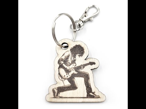 Novelty Guitarist Shaped Wooden Keyring