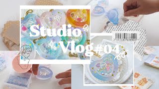 .｡*ﾟStudio Vlog #04 : Making Resin Keychain, Packing Orders, Cutting Stickers (Click CC for Eng Sub)