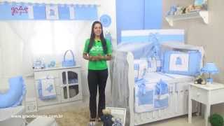 Quarto para Bebê sem Cama Babá Urso Realeza Azul | Ref: 45276