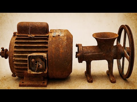 Rusty Meat Grinder & Electric Motor Fully Restored | Rust Removed & Repainted