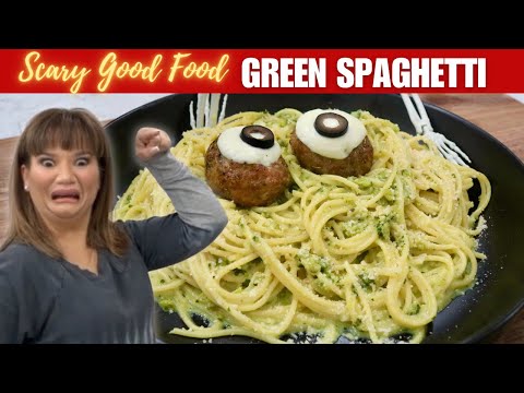 Green Spaghetti | Green Mexican Spaghetti | #spookygoodfood