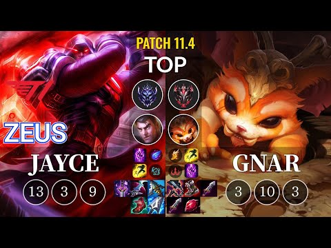 T1 Zeus Jayce vs Gnar Top - KR Patch 11.4