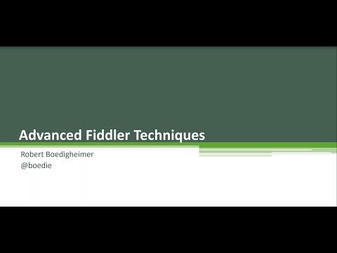 Wisconsin .Net User Group - Advanced Fiddler Techniques
