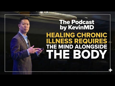 Dr. Shiv Goel speaking at a conference, The Podcast by KevinMD, healing chronic illness mind and body.