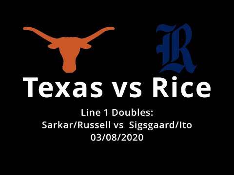 D1 Tennis TEXAS vs RICE Line 1 Doubles Highlights Sumit Sarkar/Russell vs Sigsgaard/Yuya Ito