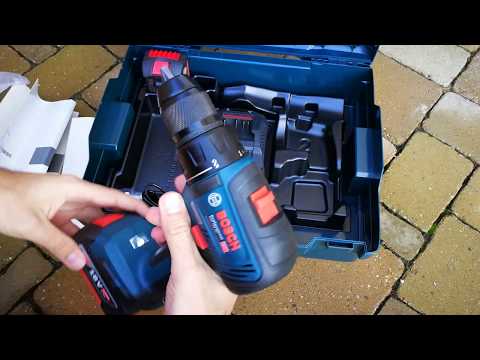 Bosch Akumuliatorinis gręžtuvas-suktuvas GSR 18 V-50 2x5.0Ah 50/28 Nm, bešepetėlinis (06019H5001) video