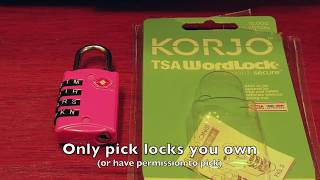 (Picking 13) TSA combination padlock Korjo TSA007 (picked & decoded)