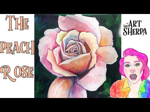 How to paint a Realistic Peach rose step by step live stream  | TheArtSherpa