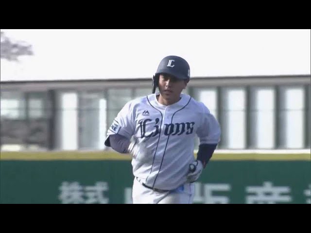 【ファーム】逆方向への一発!! ライオンズ・仲三河優太がソロホームランを放つ!! 2022年4月5日  埼玉西武ライオンズ 対 北海道日本ハムファイターズ