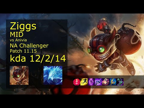 Ziggs vs Anivia Mid - NA Challenger 12/2/14 Patch 11.15 Gameplay