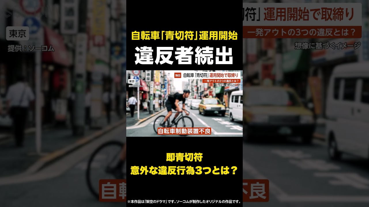 【即青切符 意外な違反行為3つとは？】「止って！」自転車「青切符」運用開始で取締り…一発アウトの3つの違反とは？ 東京 #shorts